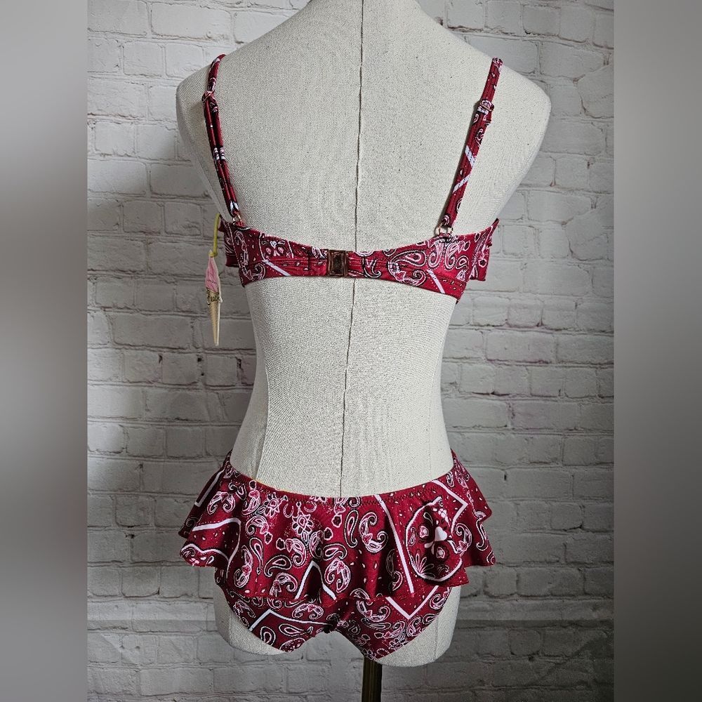 River Island Ruffled Red Bandana Print Bikini | 6 Top | 4 Bottom | NWT - Picture 5 of 10